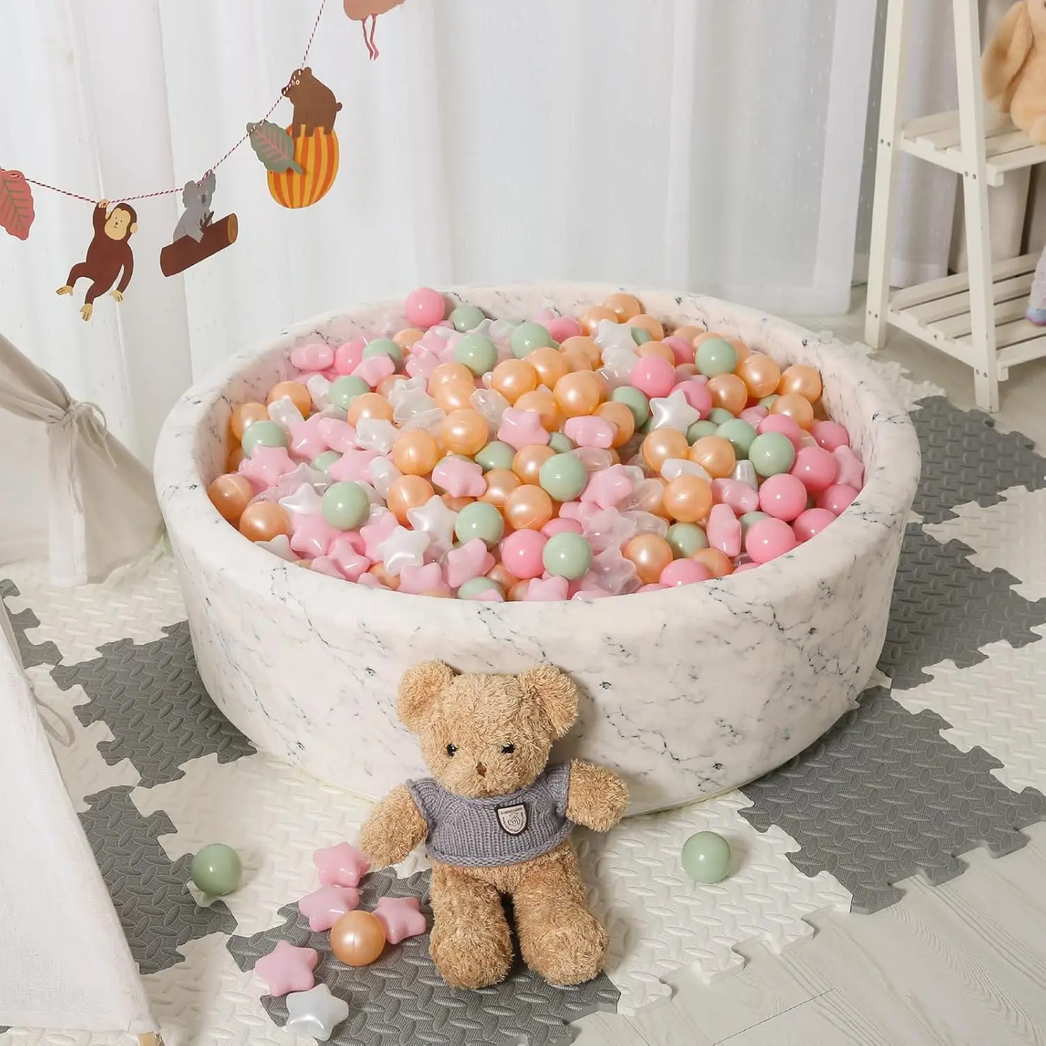 Bällebadbälle – 100 Stück zerkleinerungssichere Kunststoff-Spielzeugbälle für Kinder, Macaron-Ozeanbälle für Geburtstagsfeiern, Spiele, Pool-Schaumstoffball P