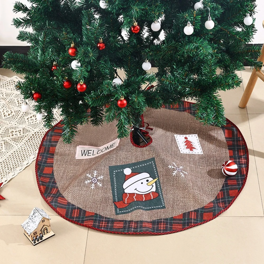 

1 шт., 90 см, изысканный принт, снеговик, олень, юбка для рождественской елки, украшение для рождественской елки, новогодний домашний декор Navidad