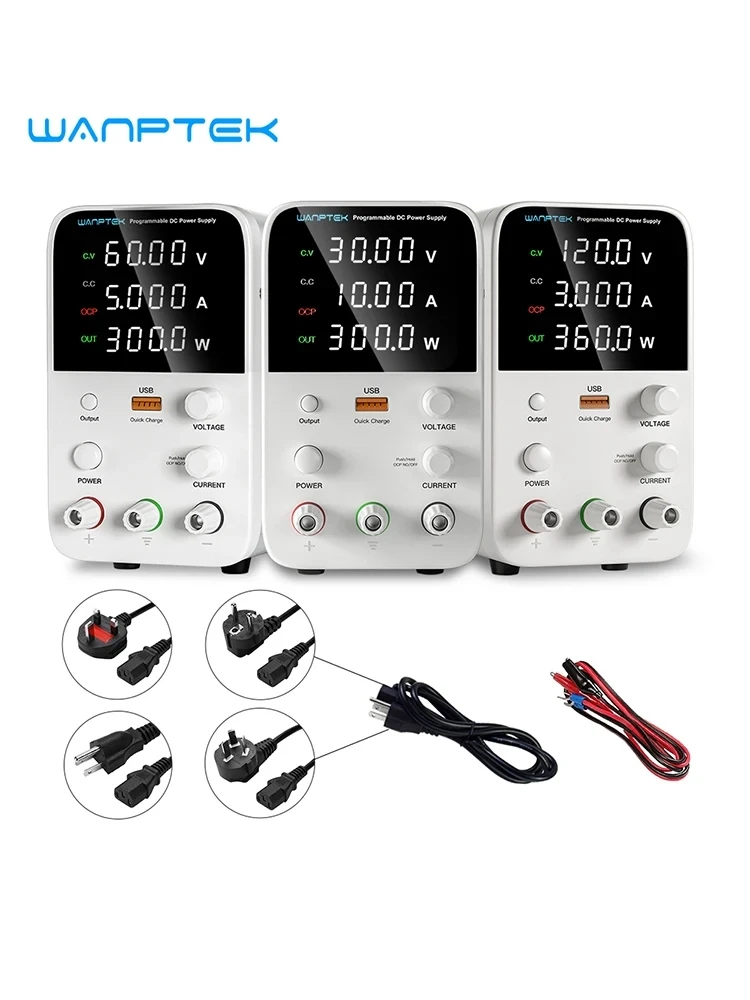 Wanptek Labor-Netzteil Einstellbar 30V 10A 300W 60V 5A 300W 120V 3A 360W mit OCP-Ausgang Labor-Gleichstromversorgung