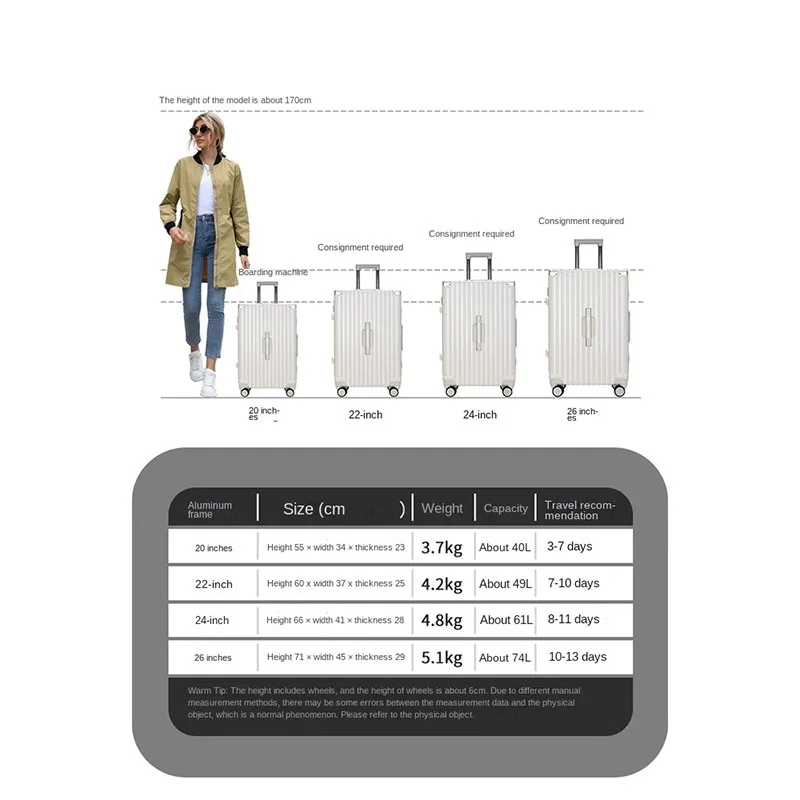 Suitcase Aluminum Frame USB Cup Holder Rolling Luggage Bag Multifunction Suitcases Large Capacity Travel Password Trolley Case