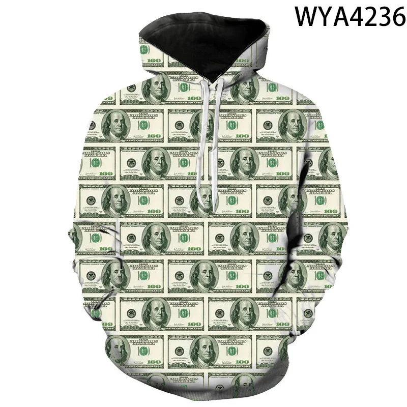 Hoodies USD U.S. Dollar Dollar Bills Money Men Women Children 3D Printed Streetwear Sweatshirts Streetwear Boy Girl Kids Tops