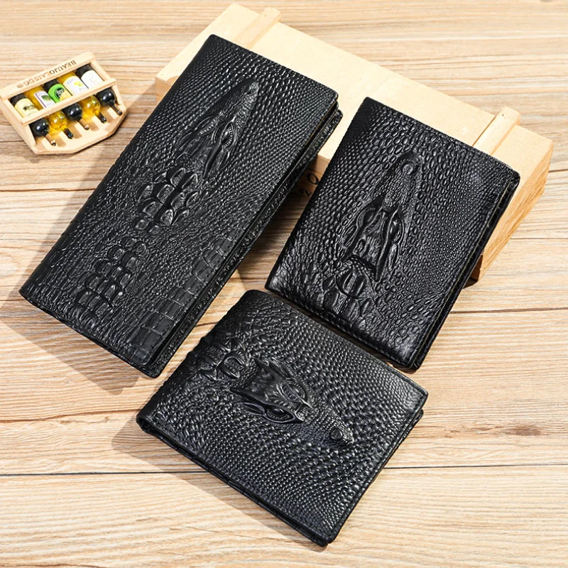 

Genuine Leather Crocodile Pattern Men's Wallet High Quality Business Rfid Blocking Card Holder Zip Coin Pocket Purse Wallet