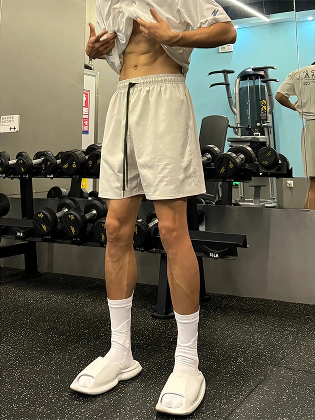 

Легкие глаза Ice Silk Qui Dry Fitn orts Мужские летние спортивные брюки на открытом воздухе Корзина до колена Прямая посадка для ног