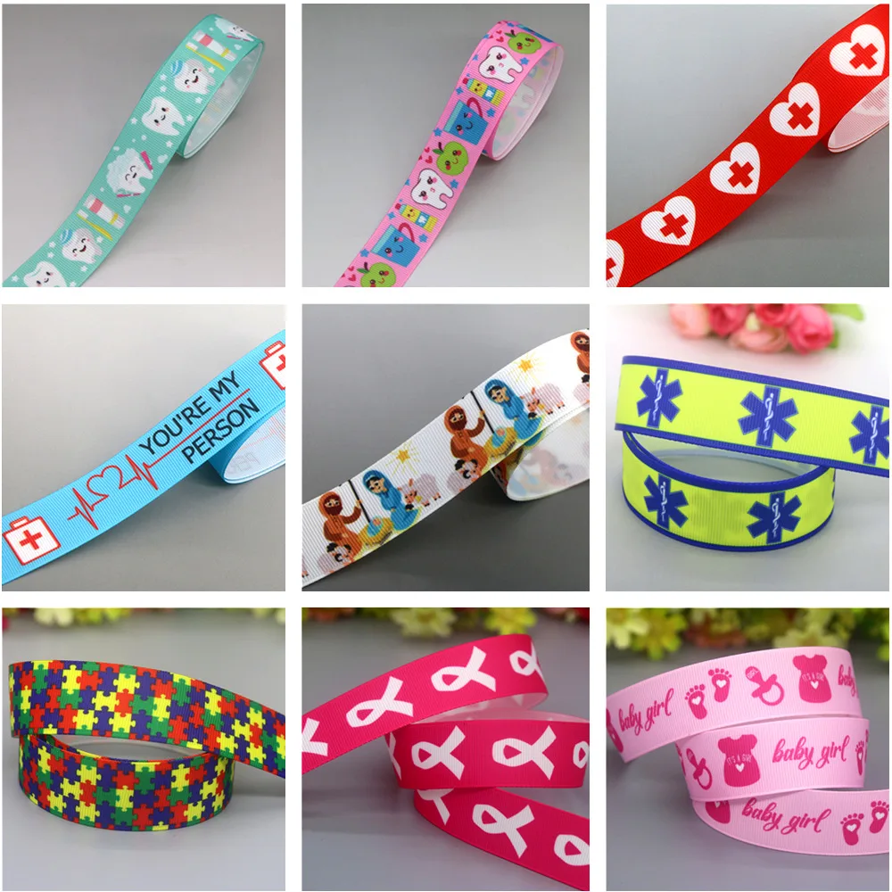 DUWES 50yards Brave Life Love Happy Hwlf Wwjd Printed Grosgrain Ribbon Accessories Decoration Collar DIY Sewing Craft D2566