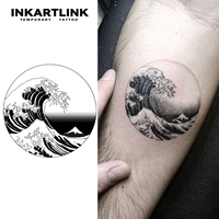 Ukiyo-e Ocean Wave temporary tattoo sticker, waterproof magic tattoo, lasts to 15 days fake tattoo, semi permanent tattoo