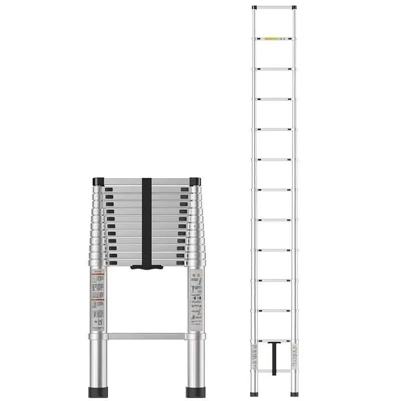 

12.5FT Heavy Duty Aluminum Telescopic Ladder 150KG Load Portable Home Use