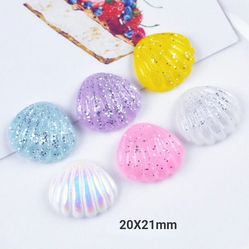 10 Stuks Kawaii Glitter Shell Hars Flatbacks Scrapbooking Strass Micro Landschap Accessoires Diy Home Beeldjes Decor Ambachten