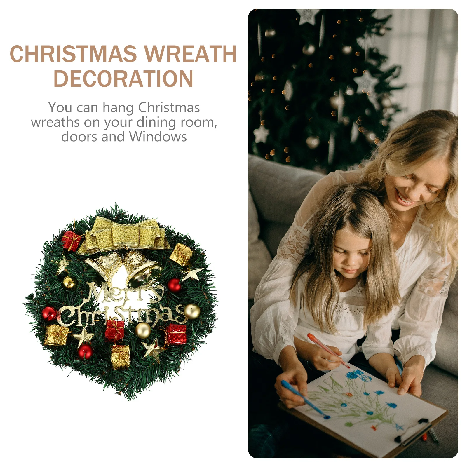 

Simulated Wreath Decorations Fake Garland Artificial Christmas Outdoor Flash Festival Hanging Wreaths Pvc