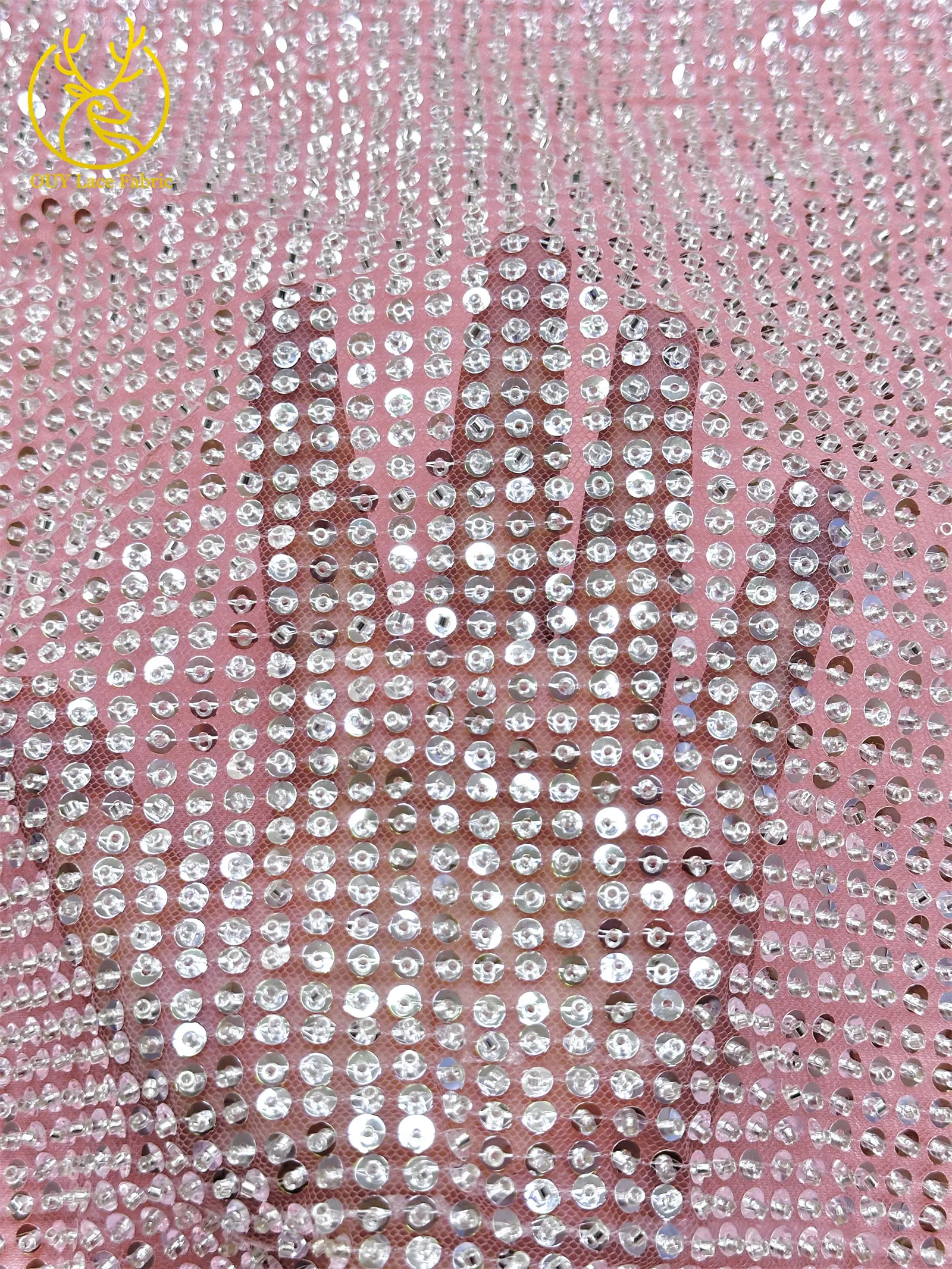 Eleganter französischer Mesh-Tüll-Spitzenstoff 2026 Nigerianischer vollständig perlenbesetzter runder Pailletten-Spitzenstoff für luxuriöse Abendkleider und Hochzeitsfeiern – Detail 6
