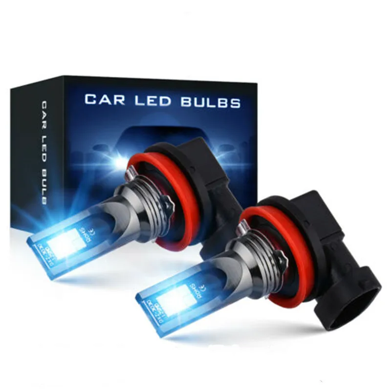 2Pcs Super Bright H11 Led Bulbs H7 H8 H16 JP 9005 9006 HB4 HB3 Car 12SMD LED Fog Lights DRL Auto Lamp DC 12V 6000K White