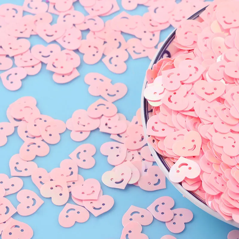 10g/20g/50g/10mm new smiling face sequins PVC loose sequins crafts color scraps nail art DIY wedding sewing decorative sequins