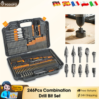 Podofo 246Pcs Ratchet Wrench Tool Sets HSS Titanium Twist Drill Bits,Wood Drill Bits,Screwdriver Bits Combination Tool Set