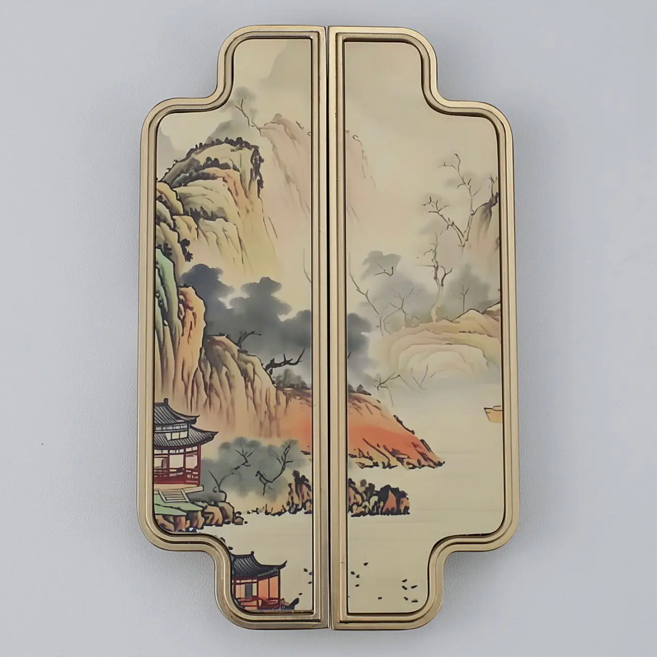 128mm New Chinese Style Pair Mounted Landscape Painting Wardrobe Cupboard Wine Cabinet Furniture Door Handle Knob Pull 5