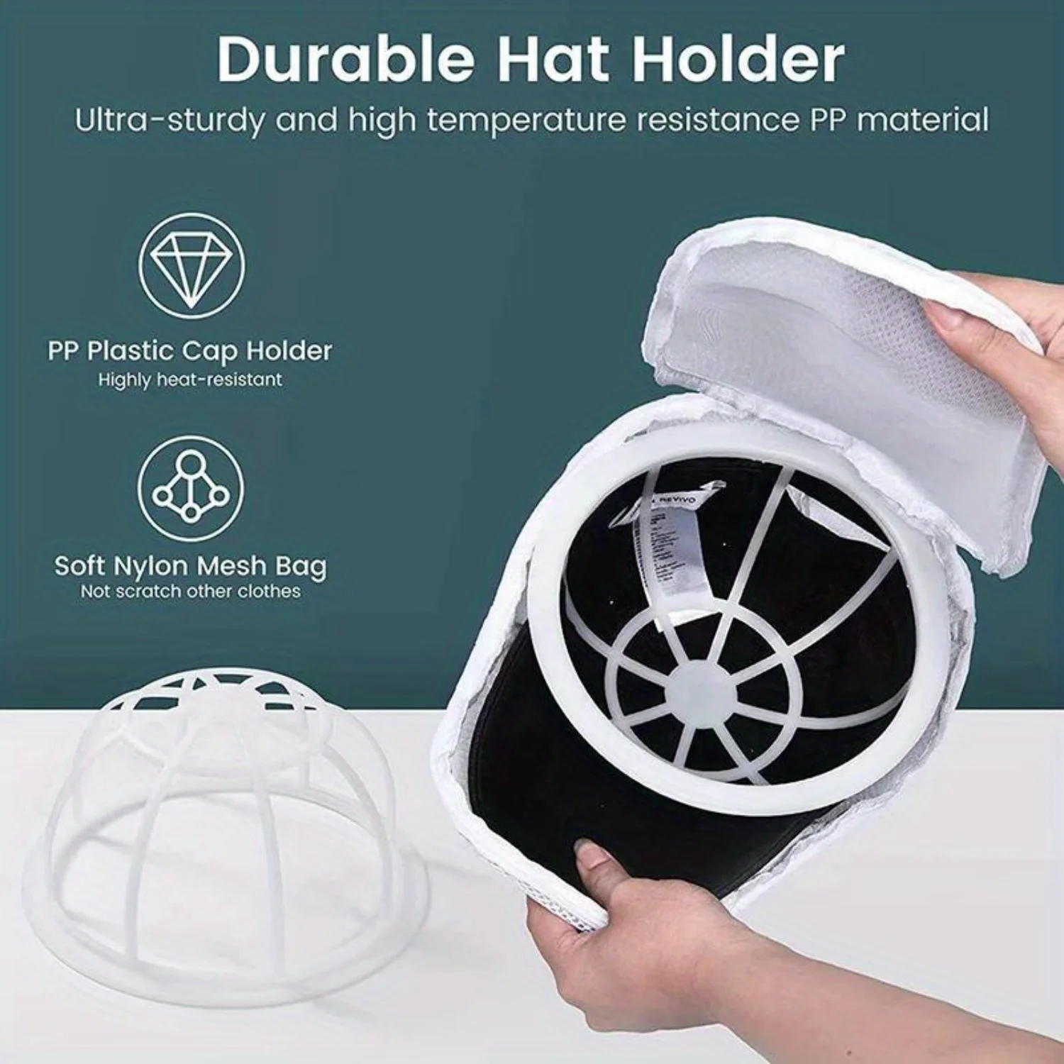 2-Pack Durable Baseball Washer - Anti-Wrinkle Mesh Frame, Ideal for Washing Machine - Protects All Hat Types Washing bag Laundry