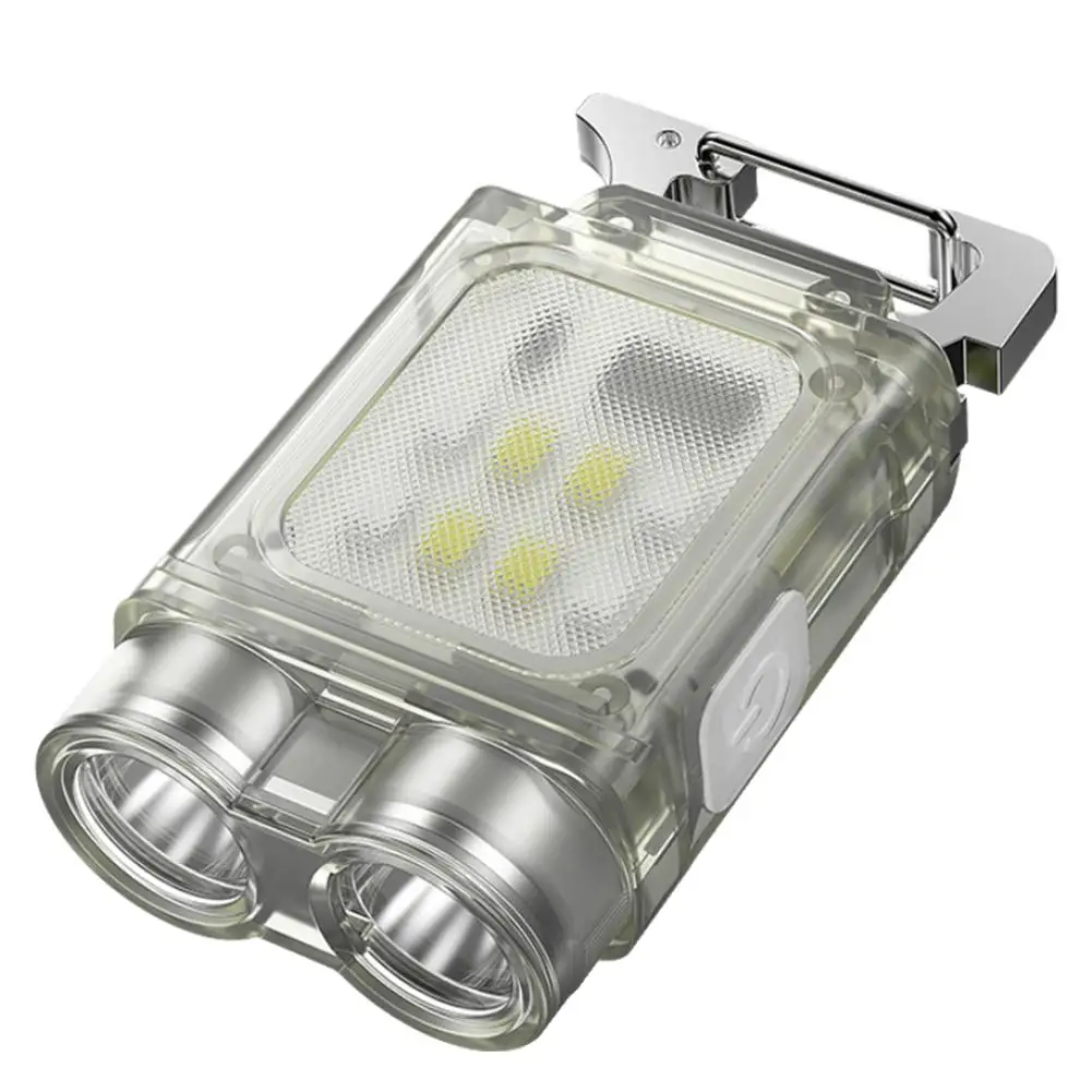 Mini Portable Flashlight Dual Light Source USB Fluorescent Blue COB Fishing Outdoor Flashlight Red Keyring Flash Light Emer M3C1