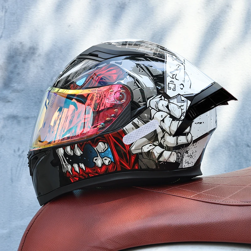 

JIEKAI мотоциклетный шлем, мужской и женский полный шлем, летняя двойная зеркальная шляпа с большим хвостом для электромобиля