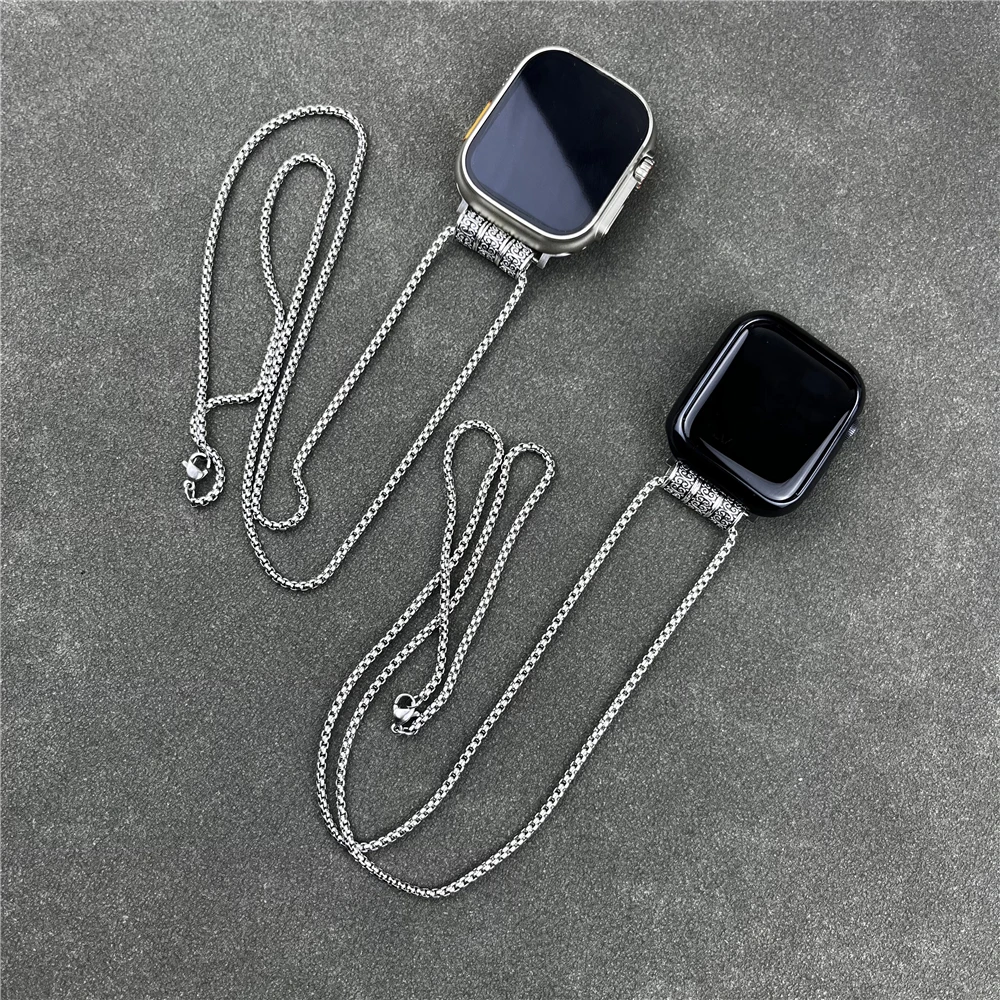 For apple watch ultra ultra2 band 49mm 9 8 7 45mm 41mm Titanium steel Weave Strap iwatch se 6 5 4 44mm 40mm 3 42mm Necklace Band