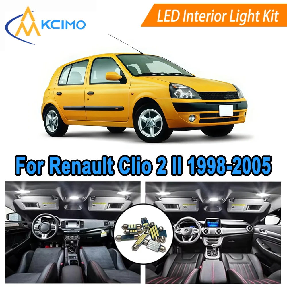

Комплект внутренних лампочек для Renault Clio 2 II MK2 (1998-2005 гг.) Купольная карта двери, светодиодные фонари, замена передней и задней кабины