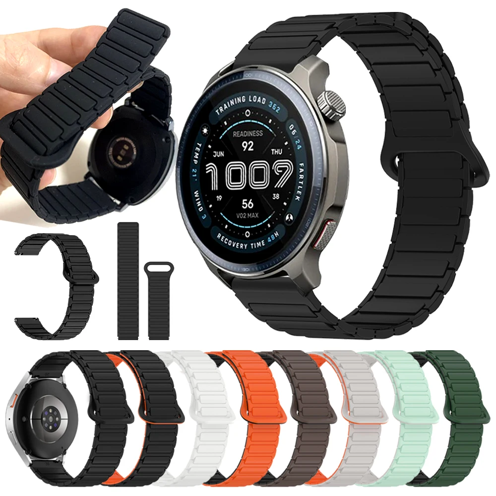 Bracelets de montre en silicone magnétique 20 mm 22 mm pour Amazfit Active Max 48 mm/Active2/BALANCE 2/Bip 6 5 UNITY/GTR/GTS, bracelet de sport