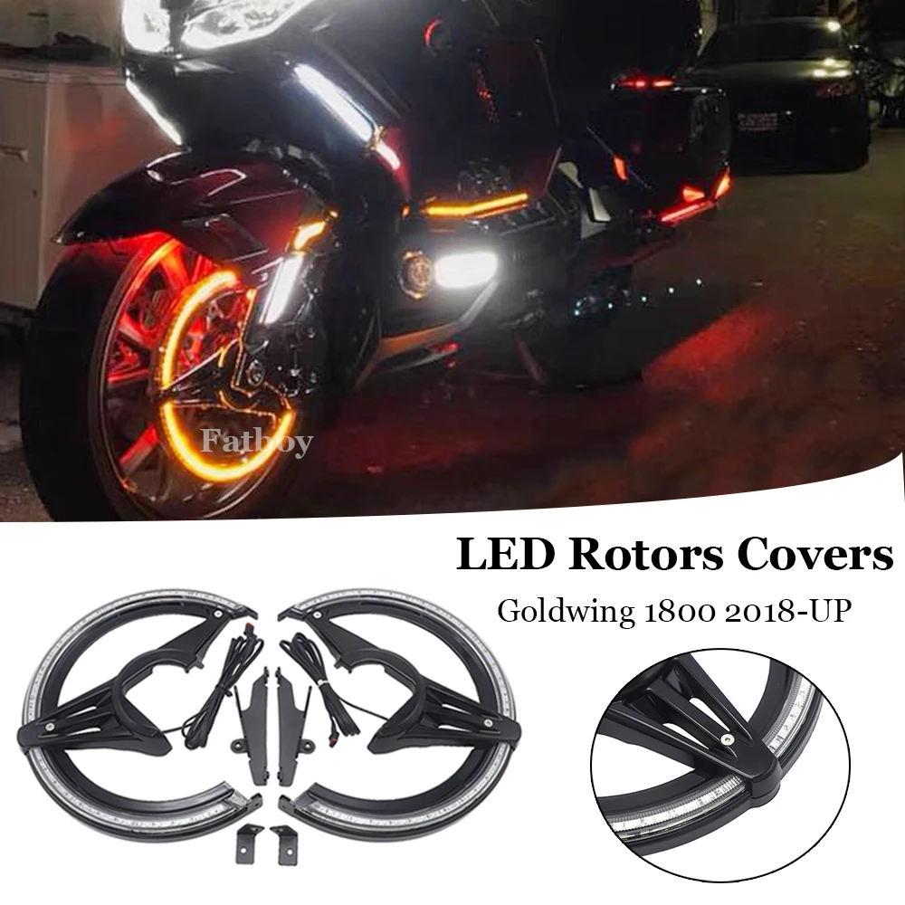 Motorcycle Accessories Brake Rotor Covers With LED Light Lamp Kits For Honda Goldwing 1800 GL1800 2018 2019 2020 2021 2022 2023