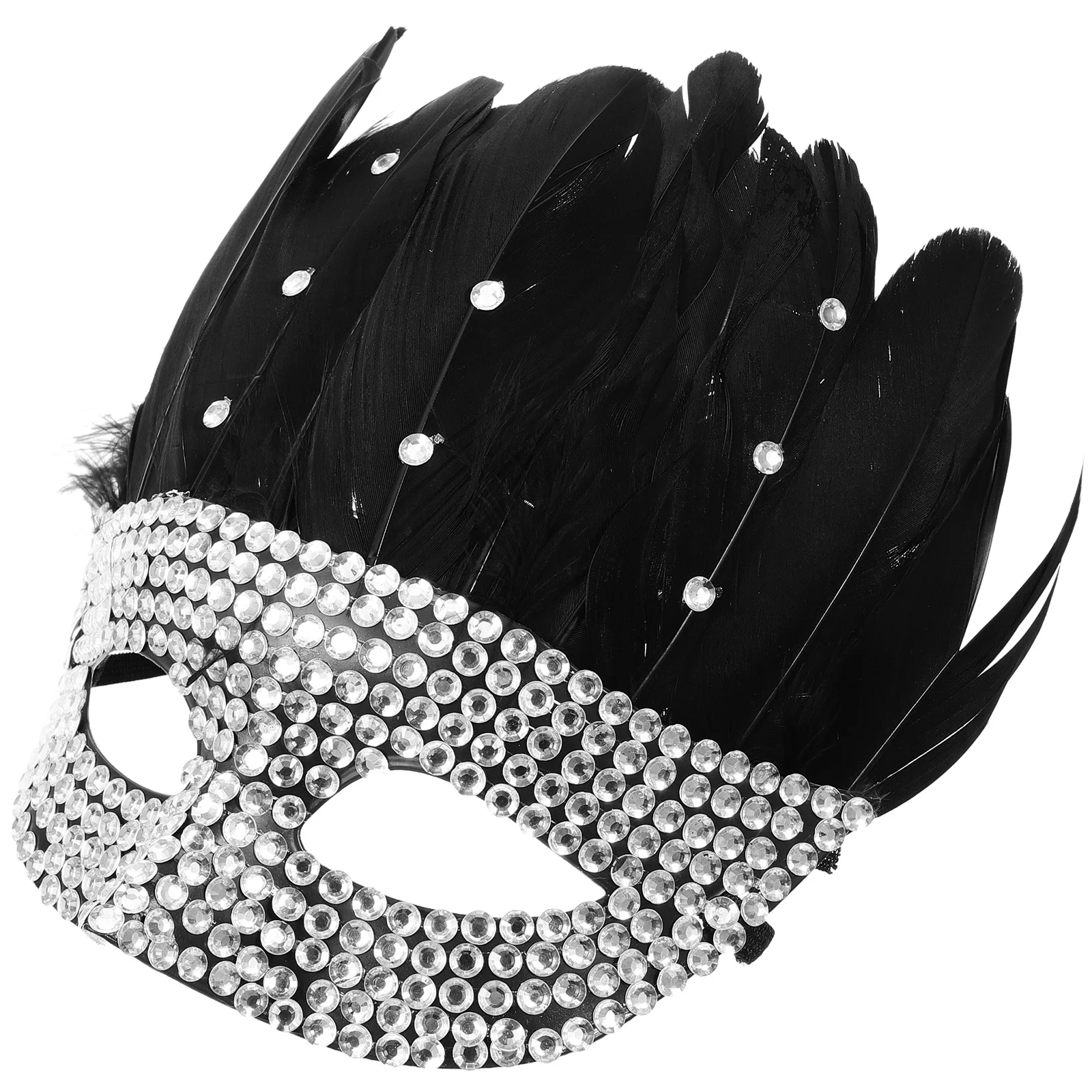 Strass meia máscara para adultos festivo pluma decoração máscara criativa prop para halloween masquerade cosplay festa traje feminino