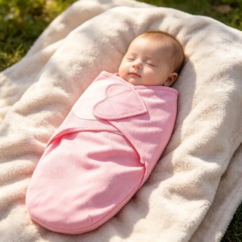 Pack of 3 Infant Calm Rest Blanket, Baby Bedtime Wrap Cover with Heart-Shaped Front Panel for Nursery Routine