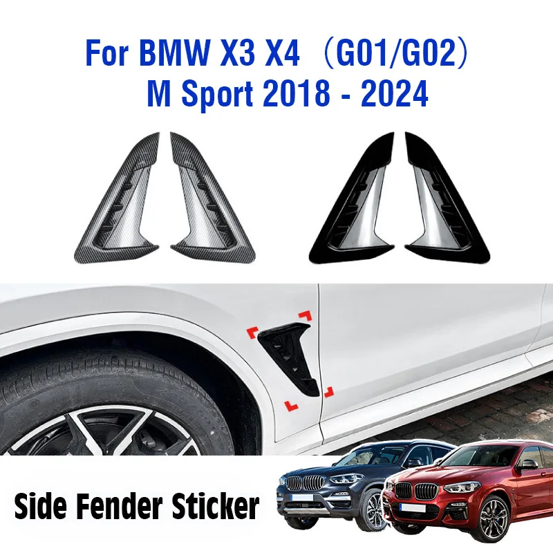 For BMW X3 X4 G01 G02 M Sport 2018 2019 2020 2021 2022 2023 2024 3D Style Side Fender Air Wing Vent Car Door body Light Trim