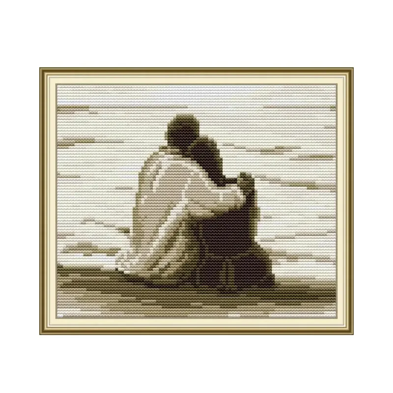 Couple by the sea cross stitch kit bird winter snow 18ct 14ct 11ct count printed embroidery DIY handmade needlework craft  free