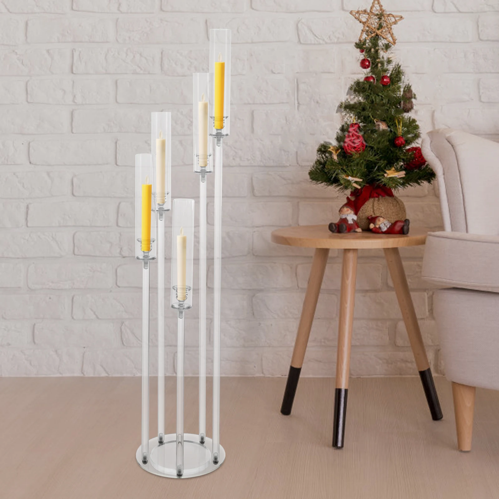 5-arm Candle Holder, Acrylic Clear Candle Holder, Clear Candle Holder for Weddings, Birthdays, Party Event, Centerpieces Decorations