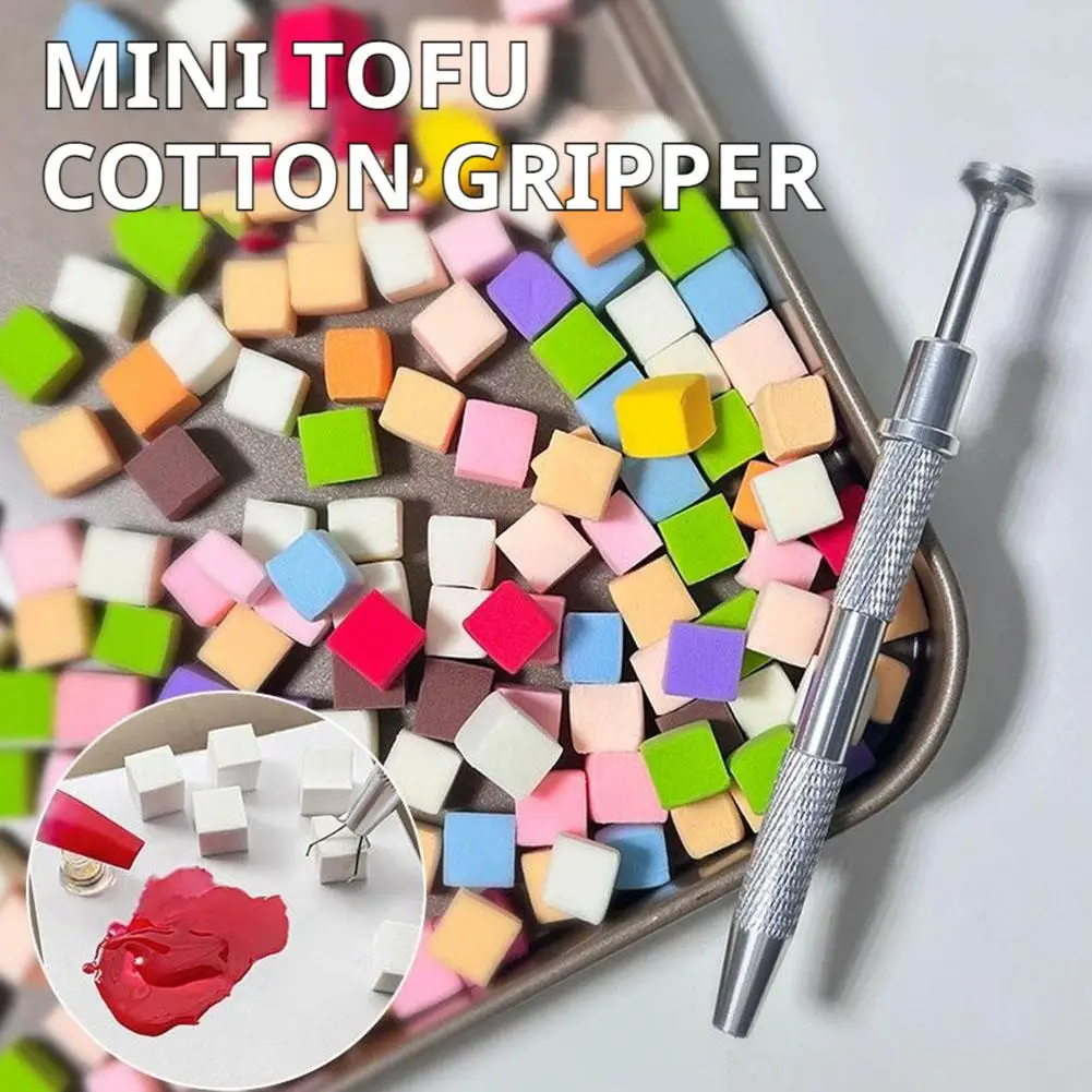 100pc Mini Tofu Block Nail Enhancement Gradual Change Sponge Patching Glue Special Tiny powder blusher Small Square Grab Pen 1cm