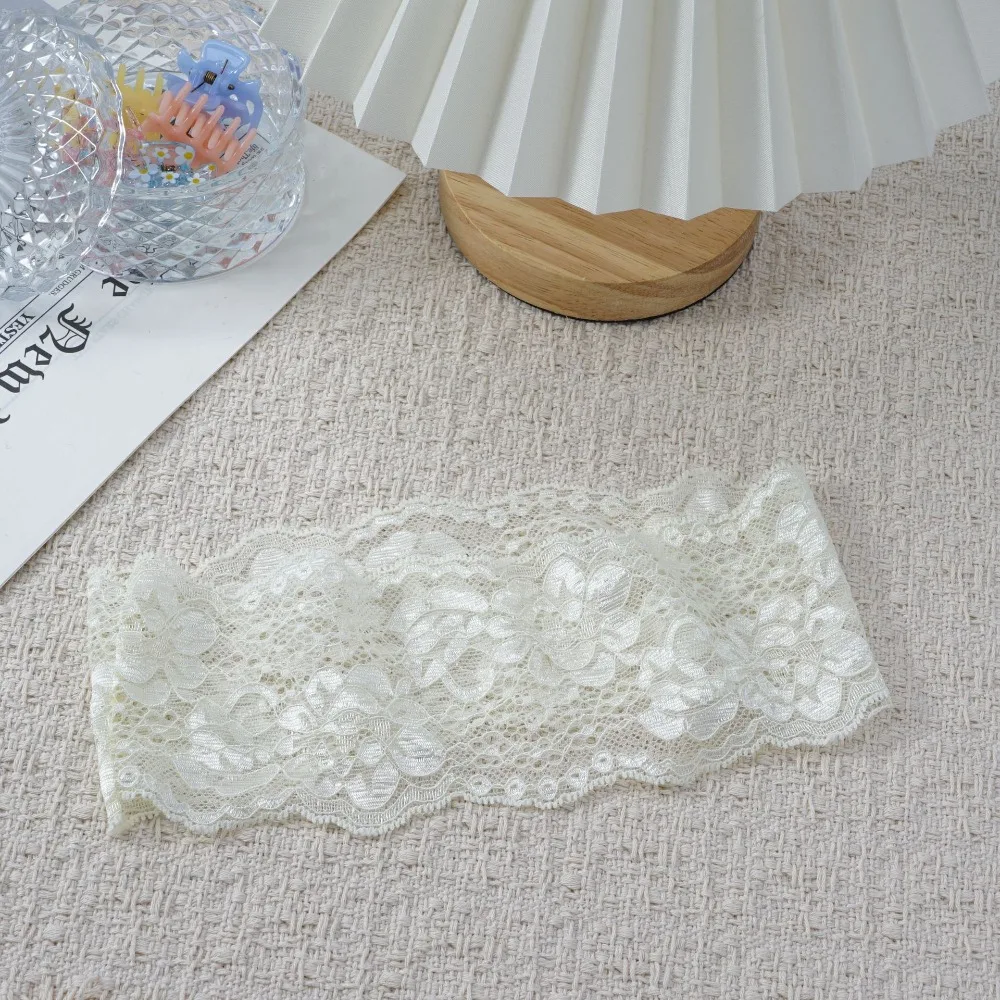 Modisches elastisches Haarband aus Mesh-Spitze, ausgehöhlt, elegantes Stirnband, leicht, atmungsaktiv, Kopfbedeckung, Kopfbedeckung für Damen und Mädchen – Detail 10