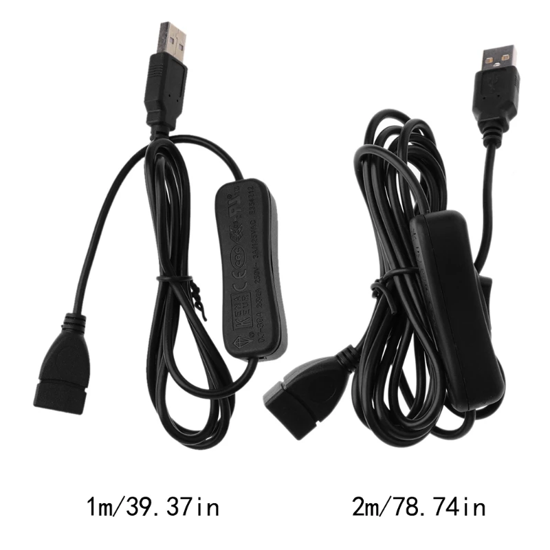 Cable extensor USB 2.0 macho a con interruptor ON OFF para cargador USB PC