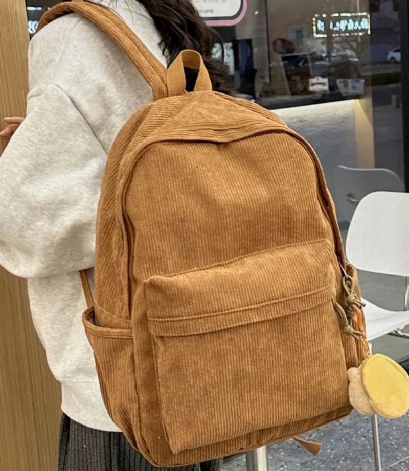 Mochila de pana de gran capacidad con nombre personalizado, bolsa de estudiante, mochila versátil para ir al trabajo, Simple y a la moda