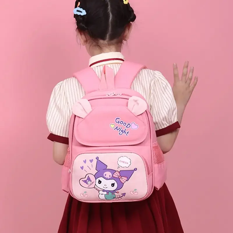 Sac à dos grande capacité Sanrioed Anime Kuromi, cartable mignon pour enfants, sac d'étudiant de dessin animé lancé, cadeau pour ami