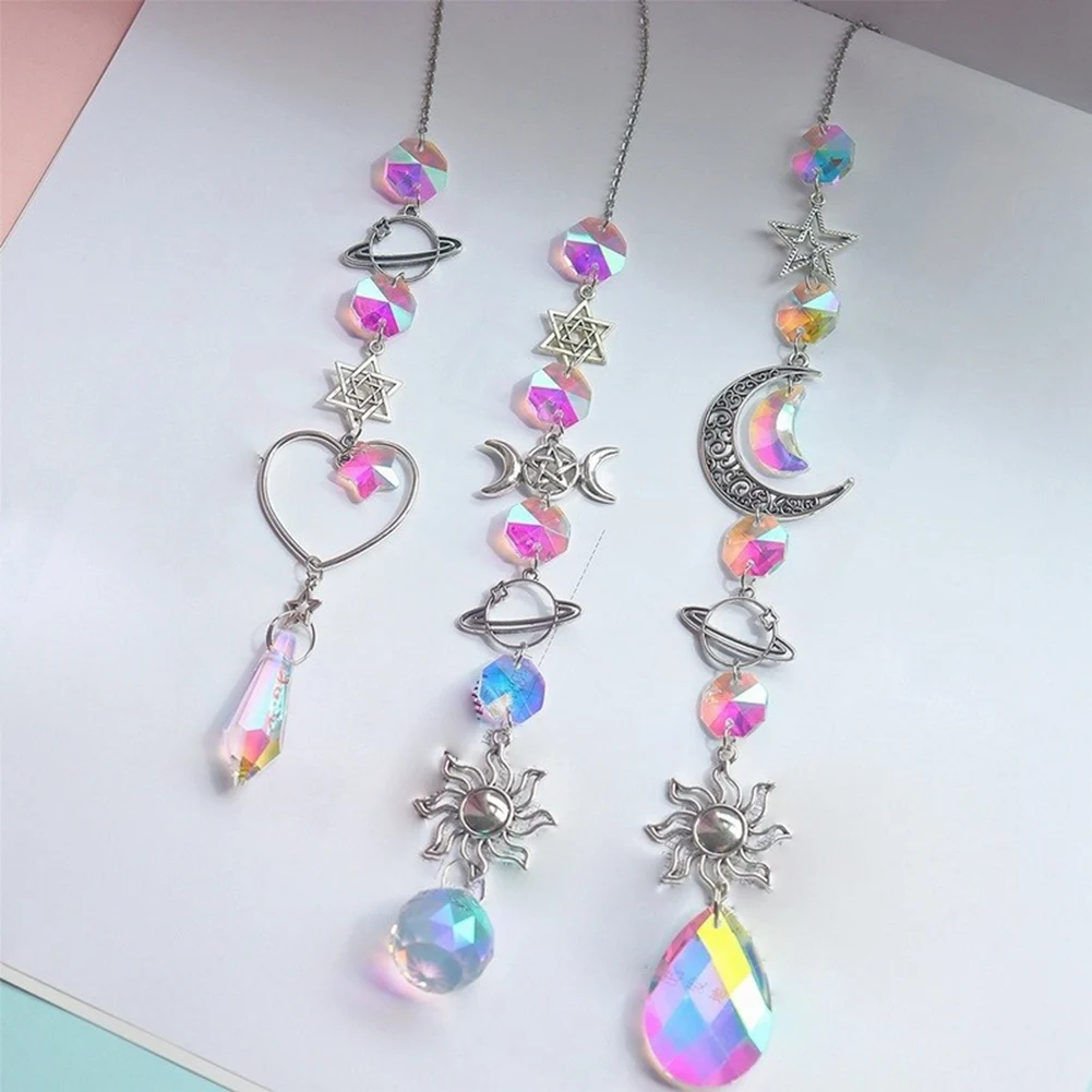 Crystal Wind Chime Sun Catcher Dream Catcher Rainbow Chaser Hanging Drop Home Garden Decor 1 PCS D