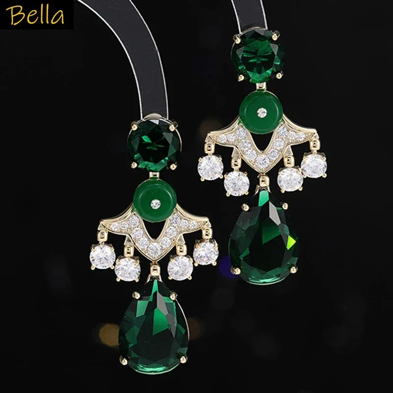 

2025 Green Purple Drop Earrings for Women Luxury Jewelry Cute Zircon Dangle Earrings Female Party Vacation Female Gift