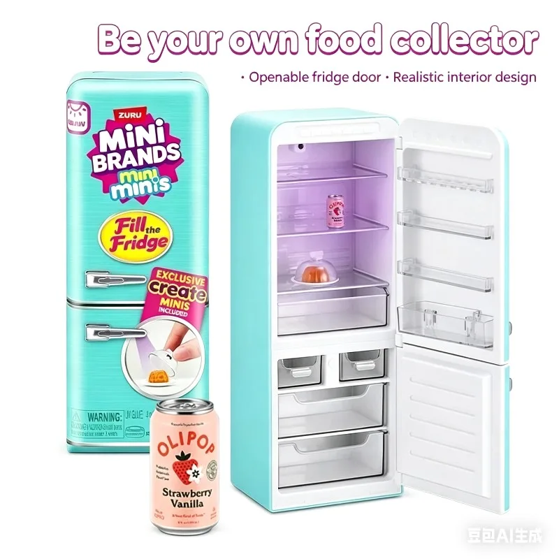 Zuru Mini Fridge Stuffing Toy Tide Play Blind Box Stuffing Fridge Ball, Blind Box Random Mini Model Toy Child Ideal Gift
