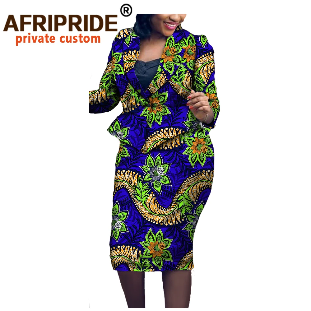 African Dresses for Women Dashiki Coats and Print Skirts 2 Piece Set Bazin Broder Riche Fashion Robe Ankara Outfits A722649