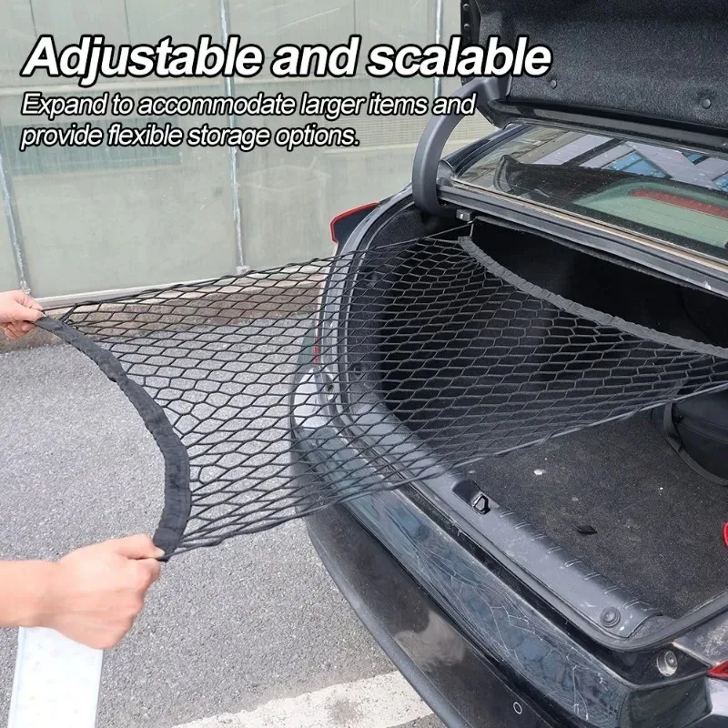 Universal Car Trunk Net Elastic Luggage Net Cargo Organizer Storage Nylon Mesh Nets Stretchable Car Interior Mesh Network Pocket