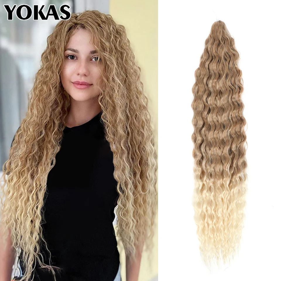 

Ariel Curl Crochet Braiding Synthetic 30" Twist Crochet Curly Hair Water Wave Braid Hair Brown Deep Wave Braiding Hair Extension