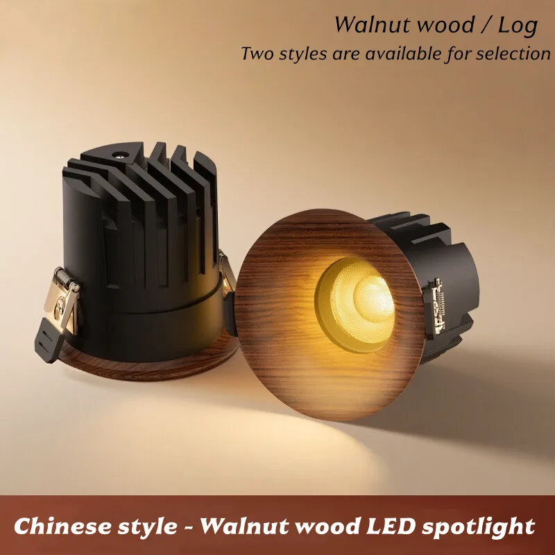 

Встроенный светодиодный потолочный светильник в стиле ретро из орехового дерева в китайском стиле/антибликовый потолочный светильник для дома, гостиницы, виллы 110 В/220 В 10 Вт