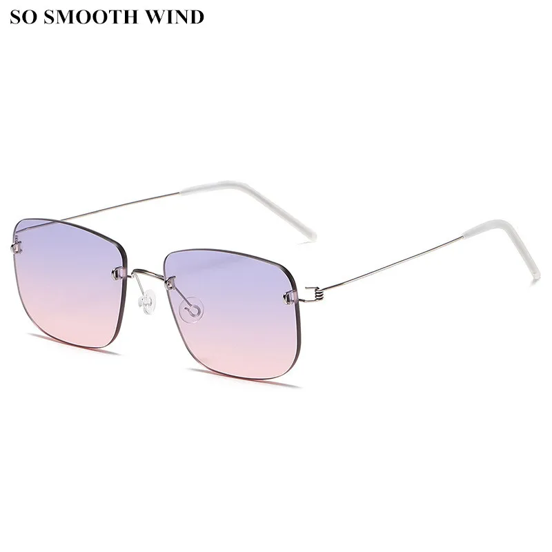 

Denmark Brand Screwless Sunglasses Women Men Square Ultralight Rimless Prescription Eyewear Gradient Sun Glasses UV Protection