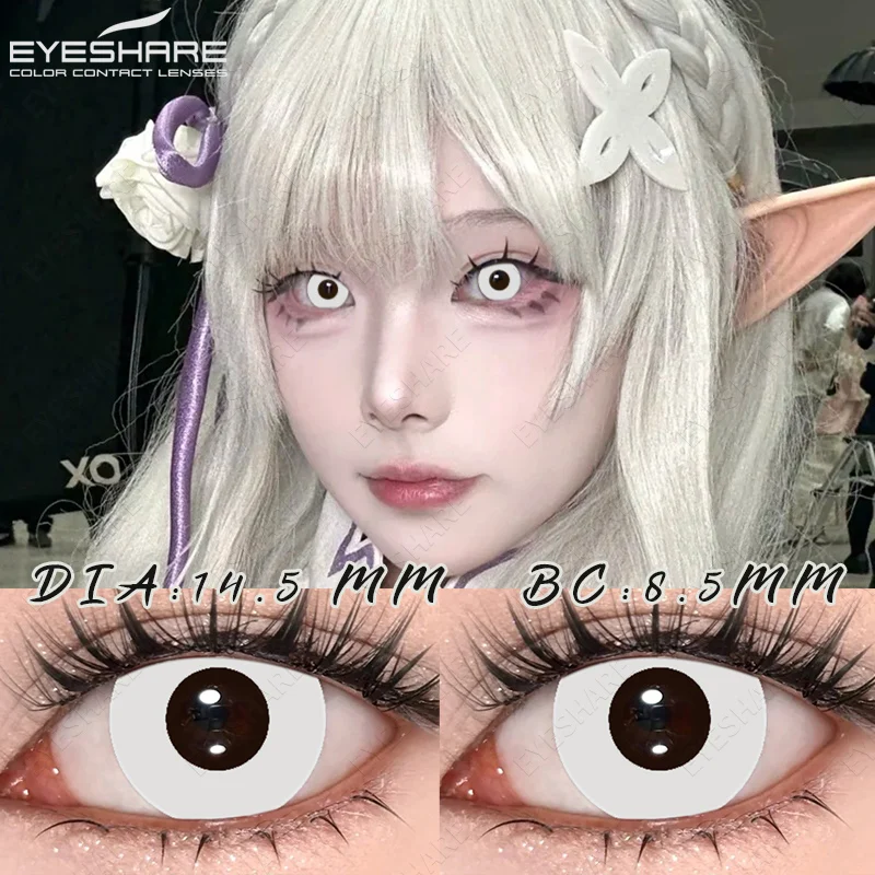 EYESHARE 1 Paar Halloween-Cosplay-Kontaktlinsen, rote Anime-Linsen, weiße Kontaktlinsen, schwarze Linsen, verrückte Augenlinsen, für die jährliche Anwendung – Detail 27