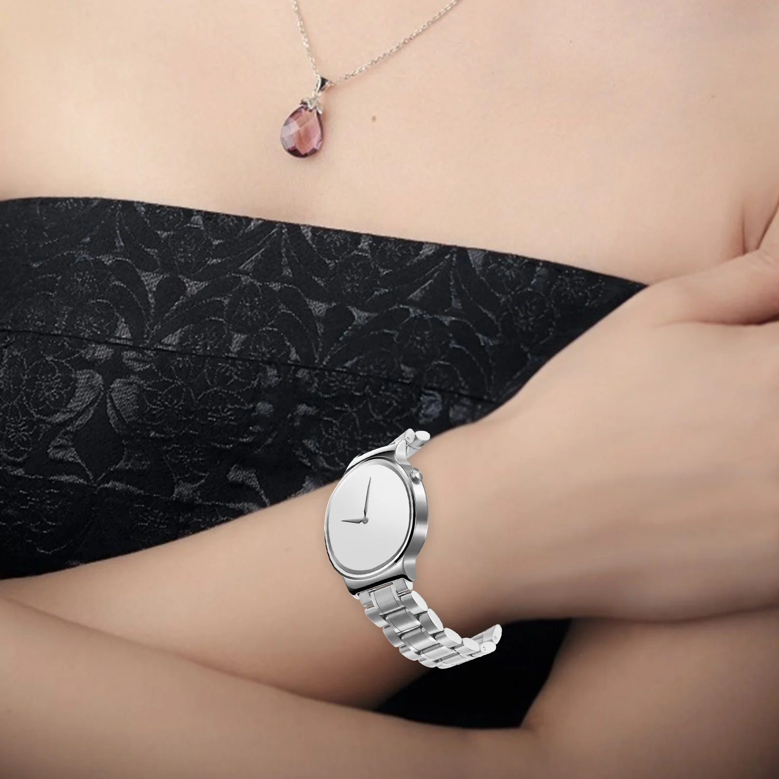 

4pcs 20Mm Stainless Steel Watch Band Curved End Solid Links Bracelet For Replacement Silver 175Mm Length 3.5Mm Thickness