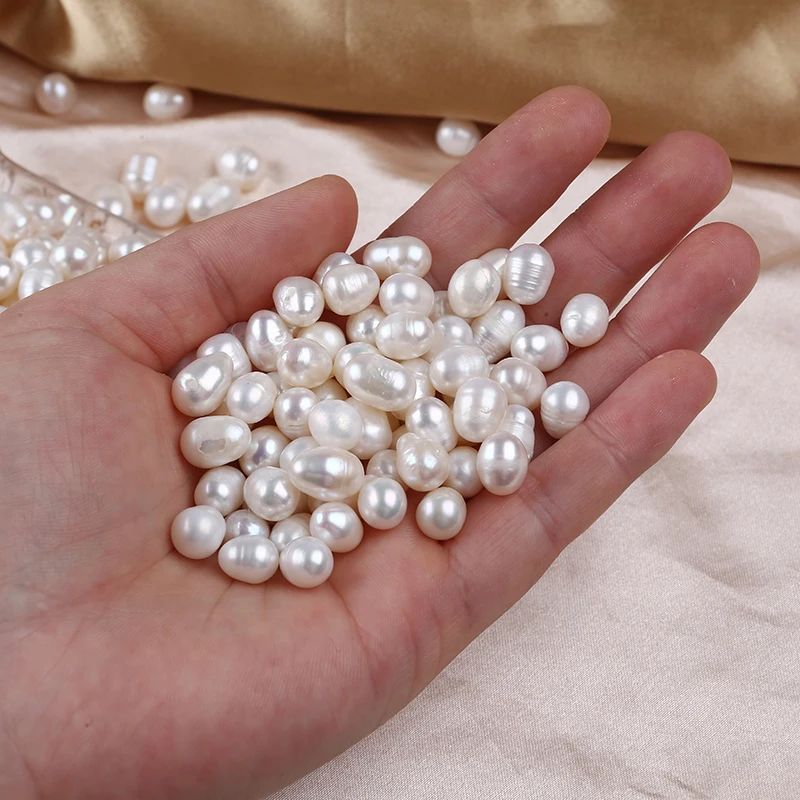 8-9mm White Natural Loose Real Freshwater Rice Pearl Beads