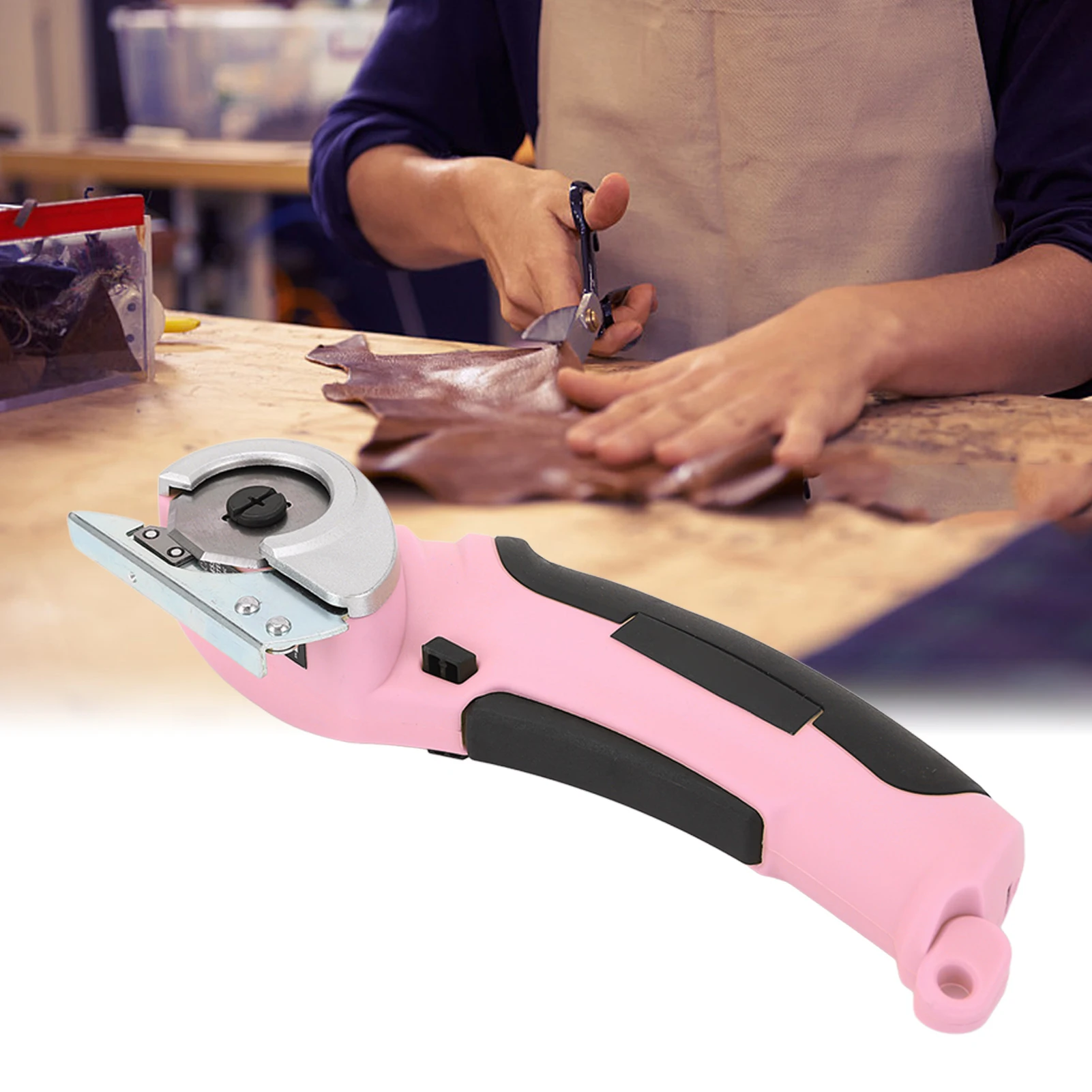 

ZK30 Cordless Electric Scissors Handheld Fabric Cutter 240RPM Rechargeable Tool for Carpet Sponge Pink