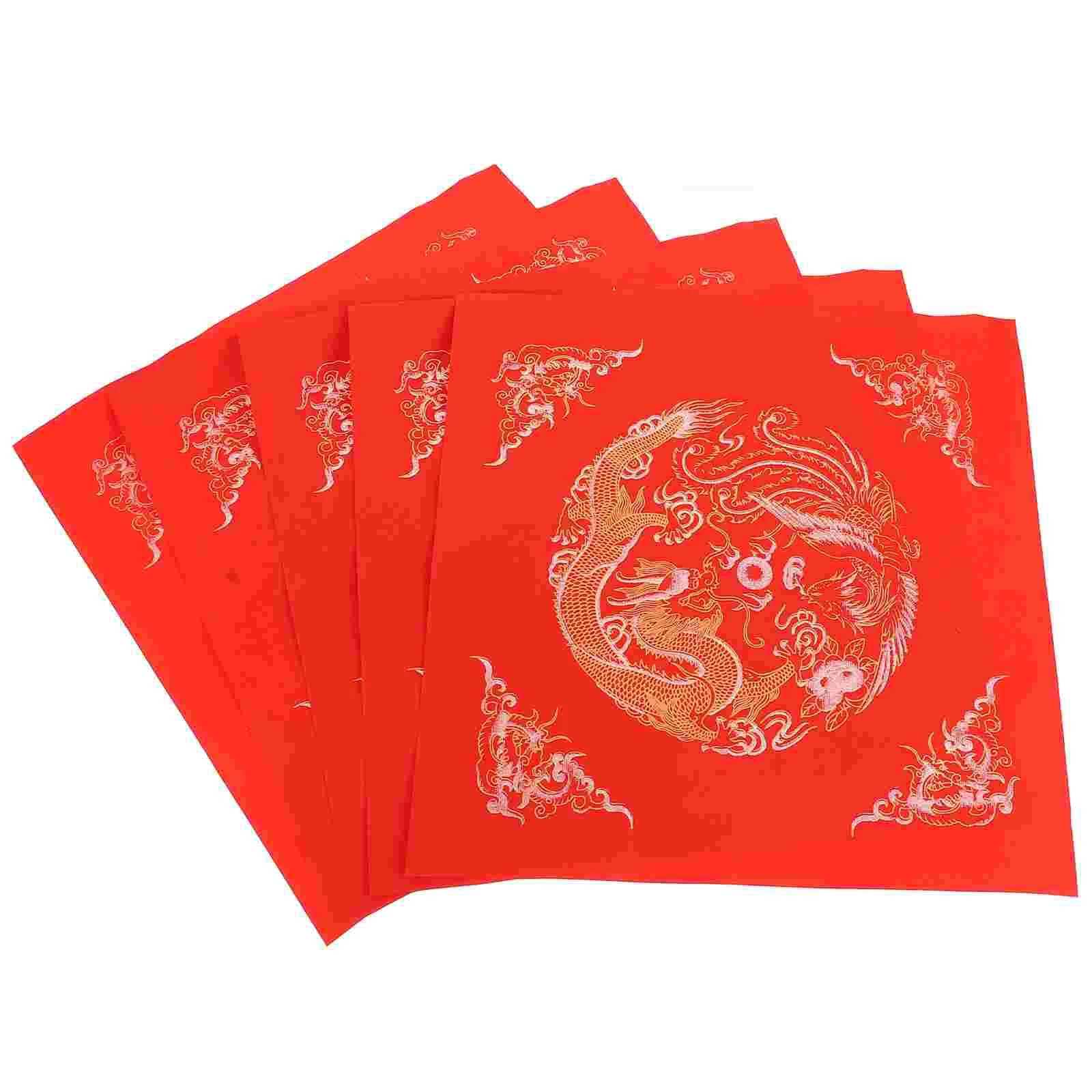 

40 Pcs Rice Paper Red Fight Decor Chinese New Year Party Decoration 2022 3400X3400X010CM Blank Fu Character Writing