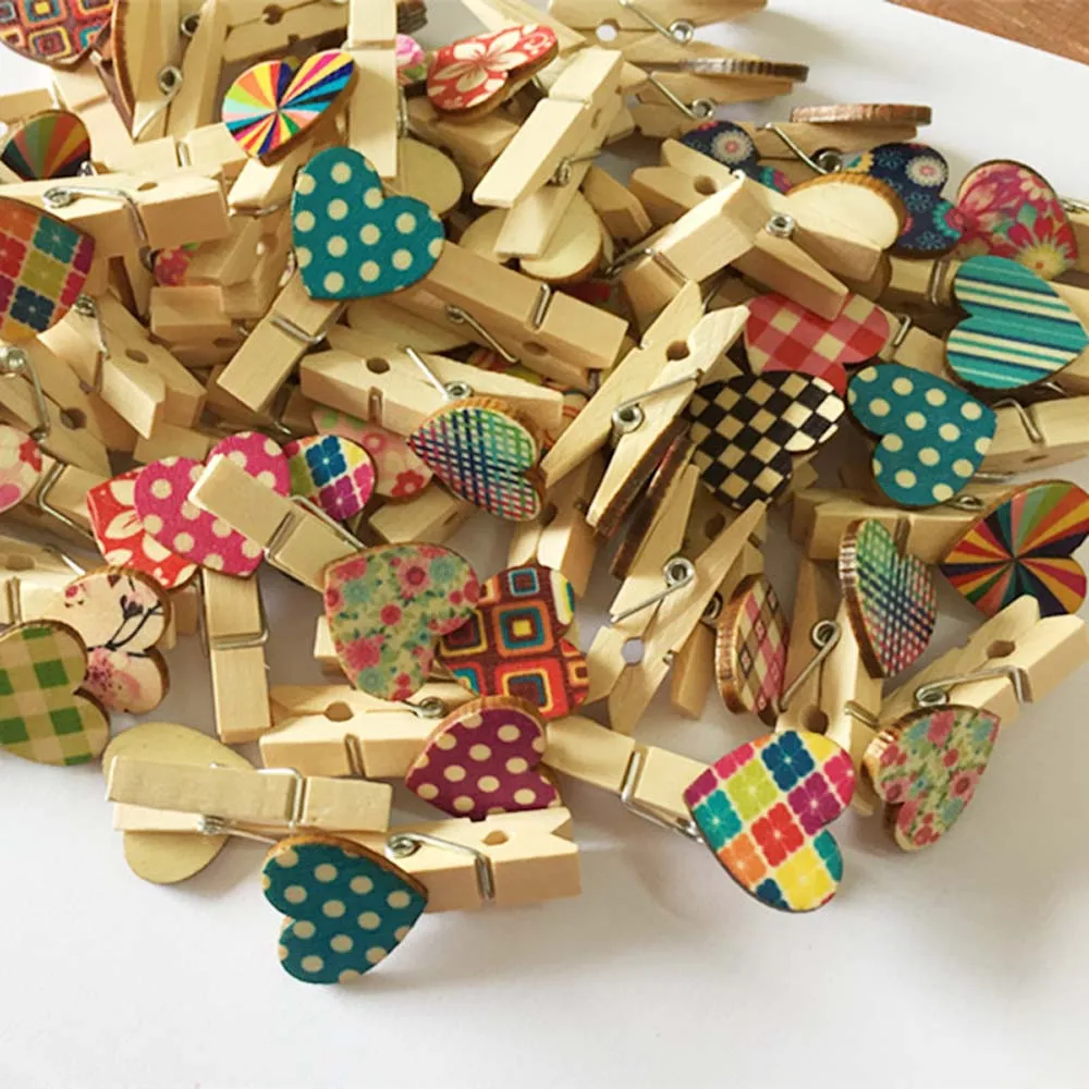 DIY Photo การ์ด Peg กระดาษ Memo คลิปตกแต่งบ้านไม้ Clothespin หัตถกรรมคลิปคลิปไม้โปสการ์ดคลิปคลิปภาพ