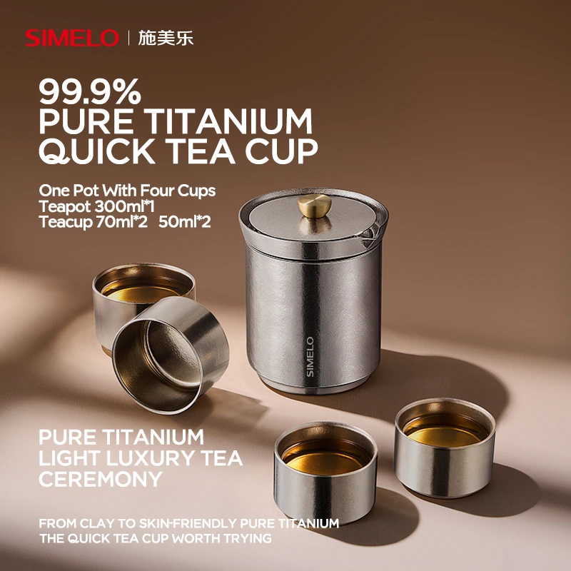 Pure Titanium Teapot Quick Cups Gift Set with Storage Bag High-End Portable Kung Fu Tea Set Travel Tea Ware for Present