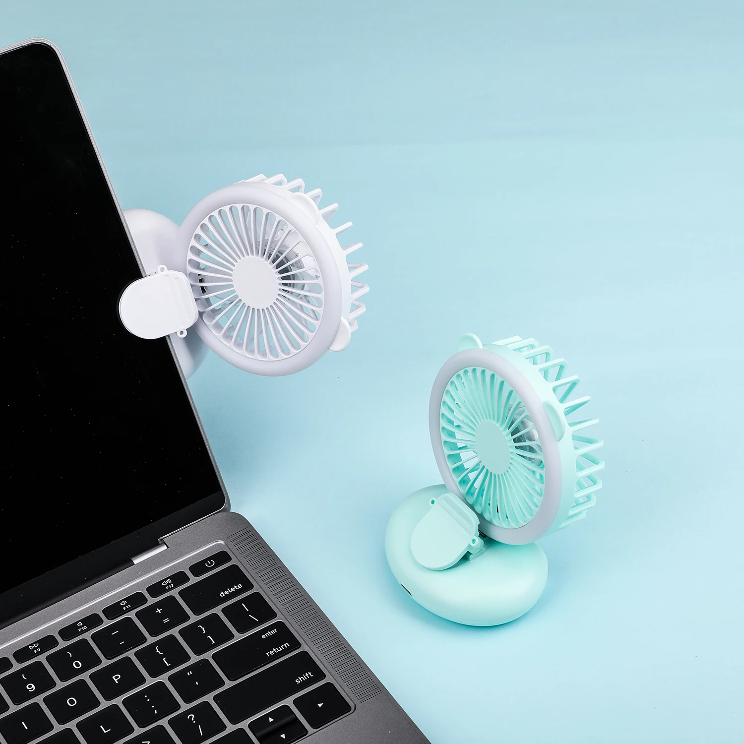 LED Portable Hand-held Fan Clip Lamp USB Foldable Charging Photo Fill Light Summer Mini Mobile Phone Bracket Three-speed Lights